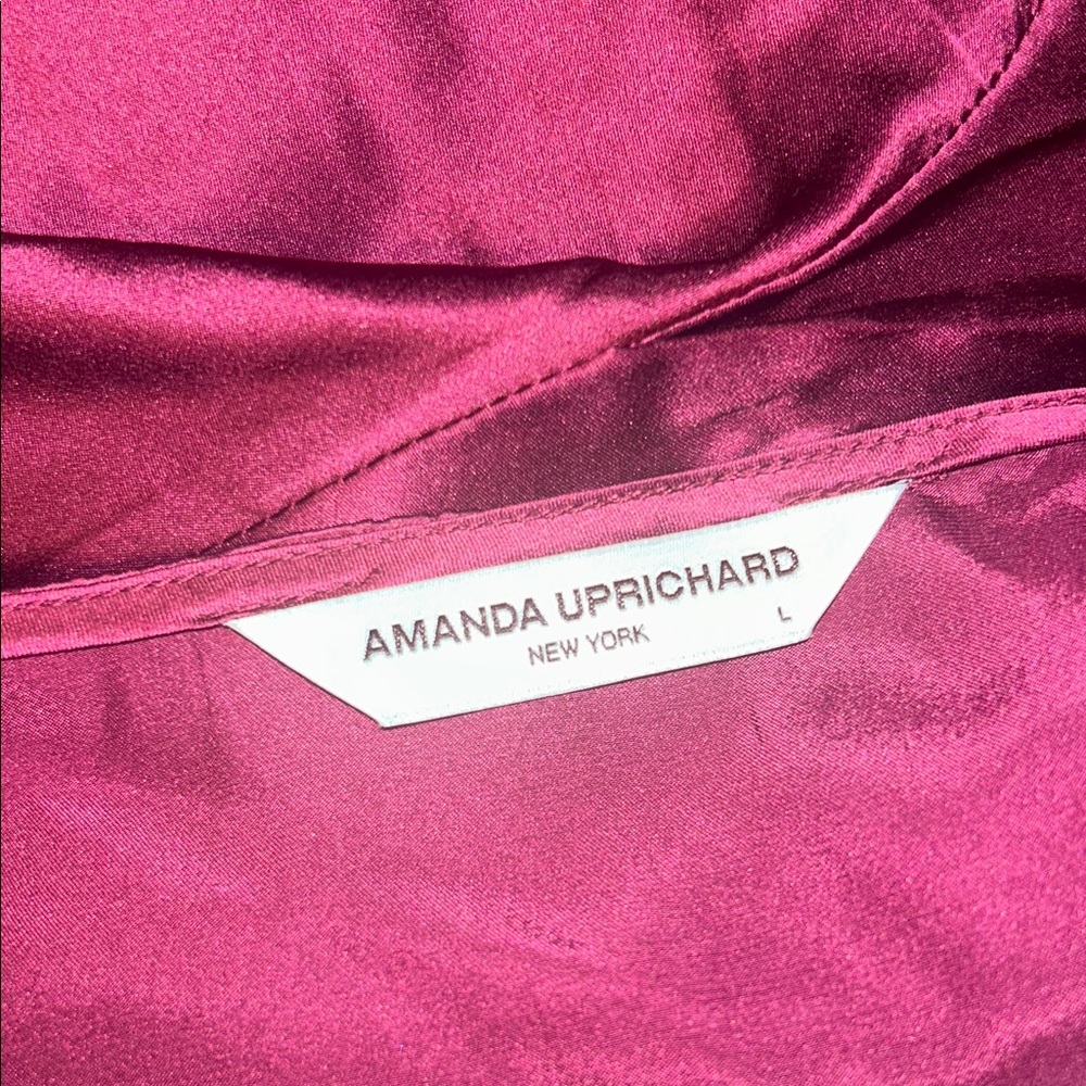 Amanda Uprichard Roma 100% Silk Dress Aubergine Large L - Picture 8 of 9